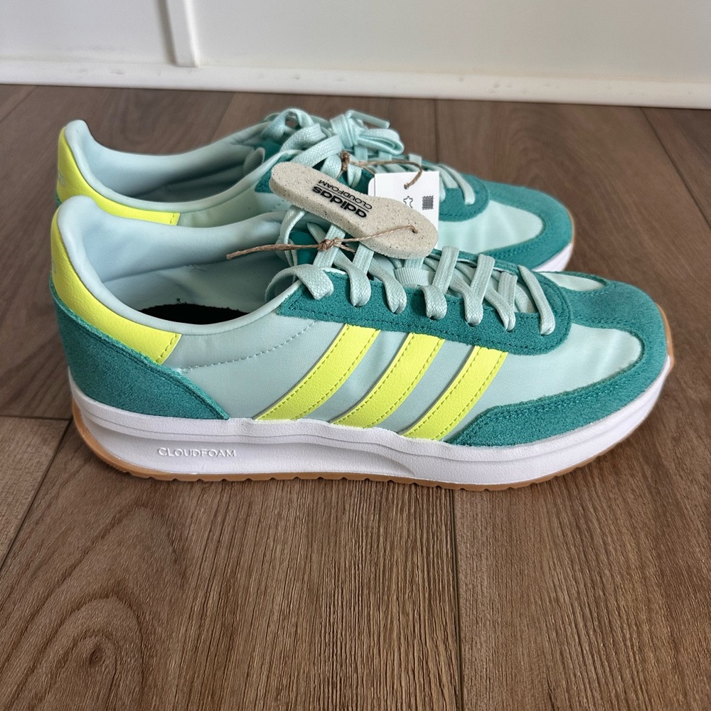 adidas Mint Green and Neon Yellow Retro Runner Sneakers
